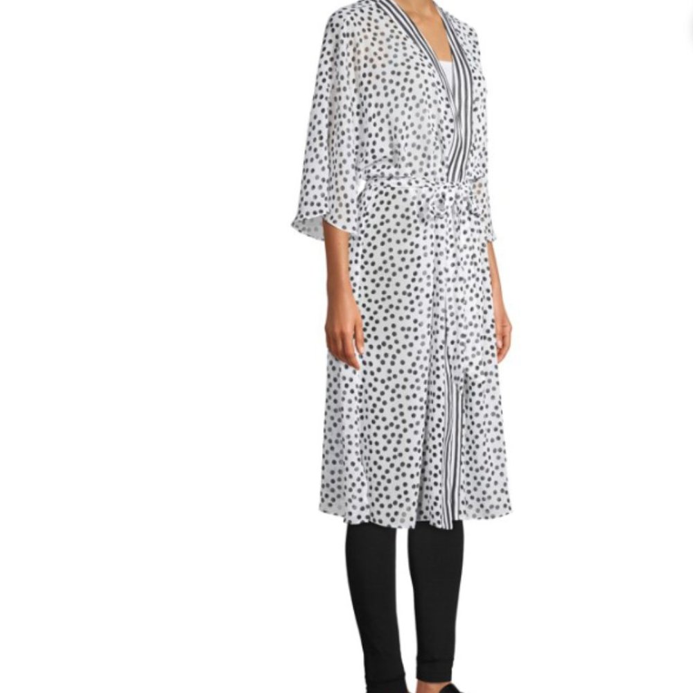 Kimono womens new size S-M stripe dot No Boundaries polyester 44” long